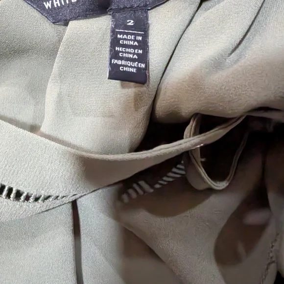 White House Black Market Olive Green Lace-Up Henley Blouse Size 2 Flowy Long Sle - Picture 11 of 13